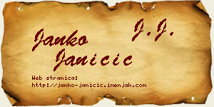 Janko Janičić vizit kartica